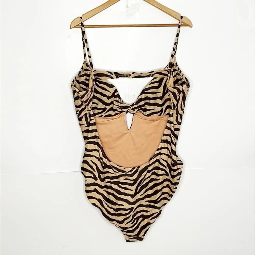 NWT J.Crew Front Twist one-piece in zebra stripe